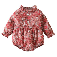Load image into Gallery viewer, Baby Girls Flower Print Rompers Wholesale 221206708
