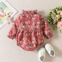 Load image into Gallery viewer, Baby Girls Flower Print Rompers Wholesale 221206708
