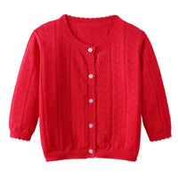 Load image into Gallery viewer, Baby Kid Girls Solid Color Crochet Cardigan Wholesale 22120677
