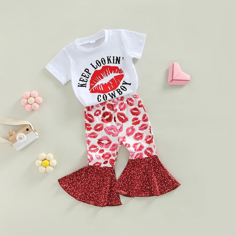 2 Pieces Set Baby Kid Girls Letters Print T-Shirts And Pants Wholesale 221206771