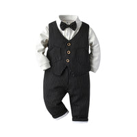 Load image into Gallery viewer, 3 Pieces Set Baby Kid Boys Birthday Party Bow Shirts Striped Vests Waistcoats And Pants Wholesale 221206774
