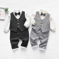Load image into Gallery viewer, 3 Pieces Set Baby Kid Boys Birthday Party Bow Shirts Striped Vests Waistcoats And Pants Wholesale 221206774
