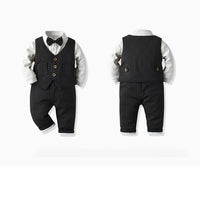 Load image into Gallery viewer, 3 Pieces Set Baby Kid Boys Birthday Party Bow Shirts Striped Vests Waistcoats And Pants Wholesale 221206774
