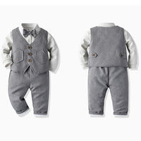 Load image into Gallery viewer, 3 Pieces Set Baby Kid Boys Birthday Party Bow Shirts Striped Vests Waistcoats And Pants Wholesale 221206774
