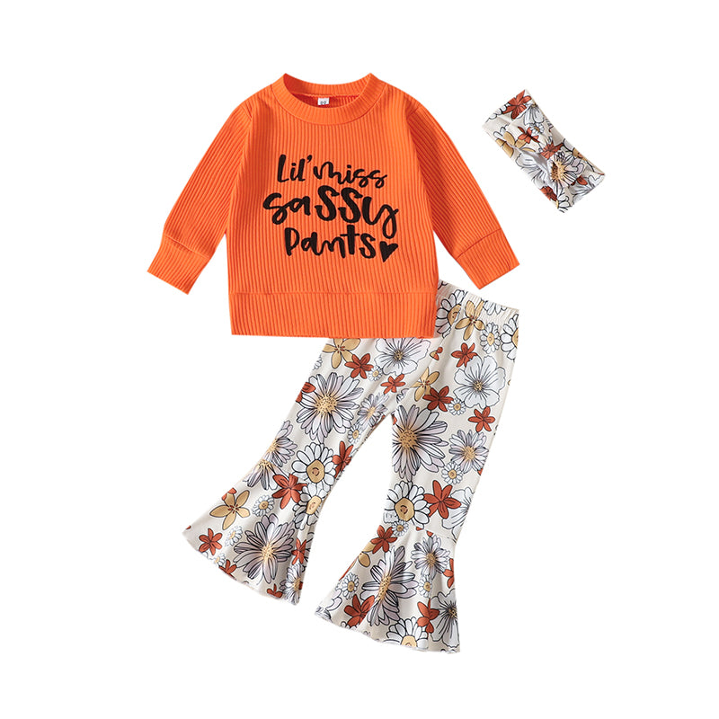 2 Pieces Set Baby Kid Girls Letters Print Tops And Flower Pants Wholesale 221206811