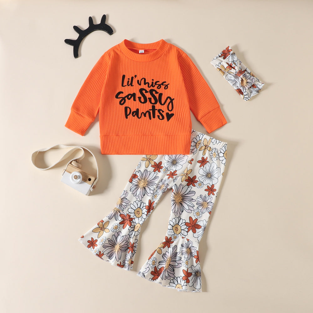 2 Pieces Set Baby Kid Girls Letters Print Tops And Flower Pants Wholesale 221206811