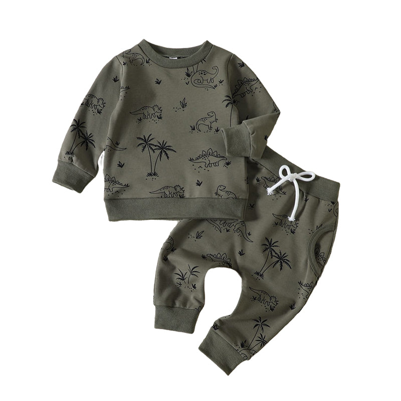 2 Pieces Set Baby Kid Boys Dinosaur Cartoon Print Hoodies Swearshirts And Pants Wholesale 221206826
