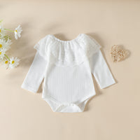 Load image into Gallery viewer, 3 Pieces Set Baby Girls Lace Print Rompers Flower Pants And Bow Headwear Wholesale 221206830
