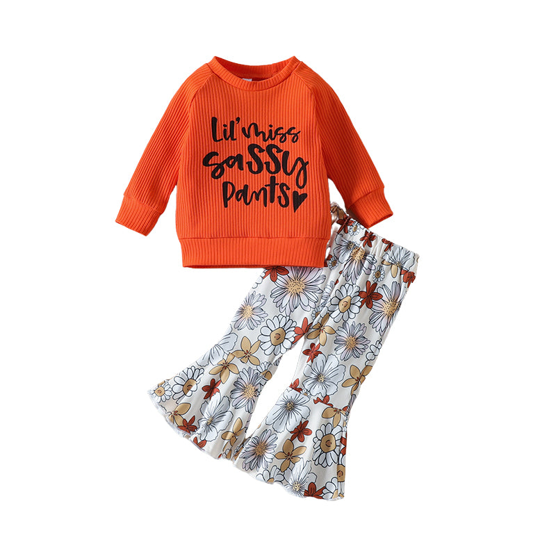 2 Pieces Set Baby Kid Girls Letters Print Hoodies Swearshirts And Flower Pants Wholesale 221206844