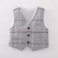 Load image into Gallery viewer, 3 Pieces Set Baby Kid Boys Checked Vests Waistcoats Solid Color Shirts And Pants Wholesale 221206866

