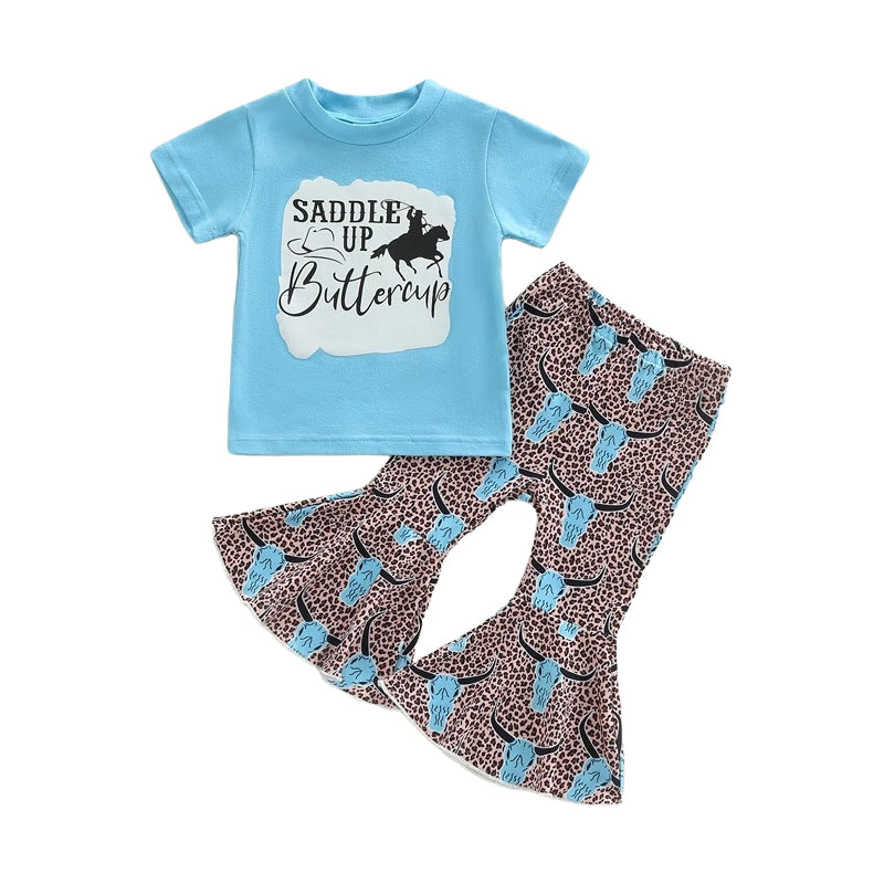 2 Pieces Set Baby Kid Girls Letters Cartoon Print T-Shirts And Pants Wholesale 221206868