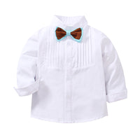 Load image into Gallery viewer, 2 Pieces Set Baby Kid Boys Birthday Party Color-blocking Bow Shirts And Jumpsuits Wholesale 221206875
