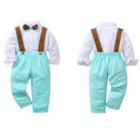 Load image into Gallery viewer, 2 Pieces Set Baby Kid Boys Birthday Party Color-blocking Bow Shirts And Jumpsuits Wholesale 221206875

