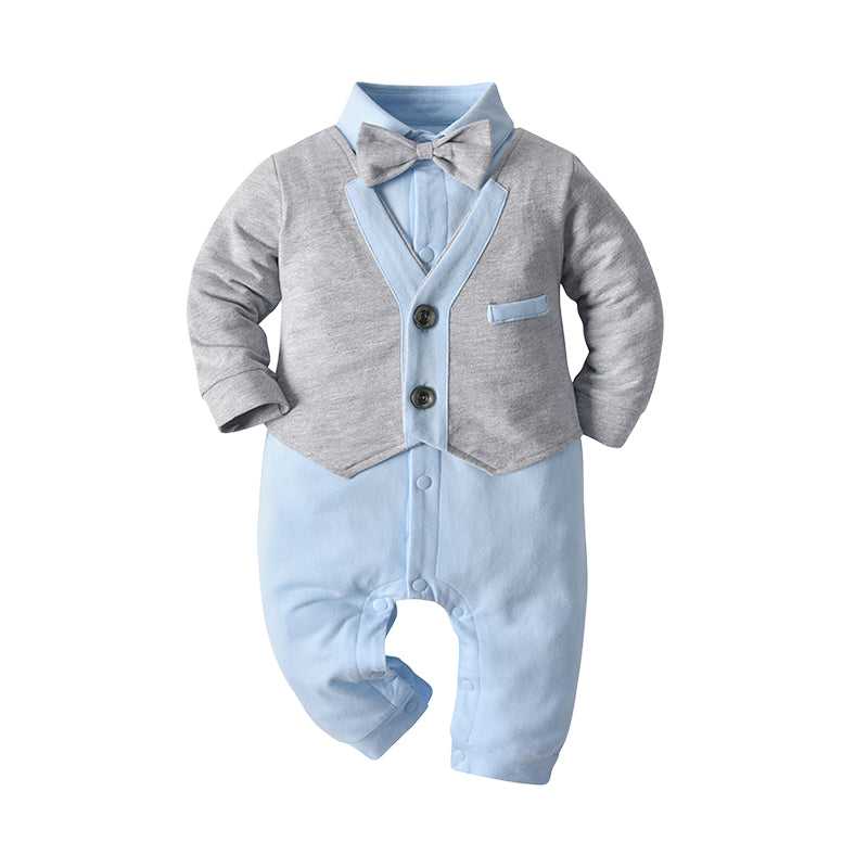 Baby Boys Color-blocking Bow Jumpsuits Wholesale 22120697