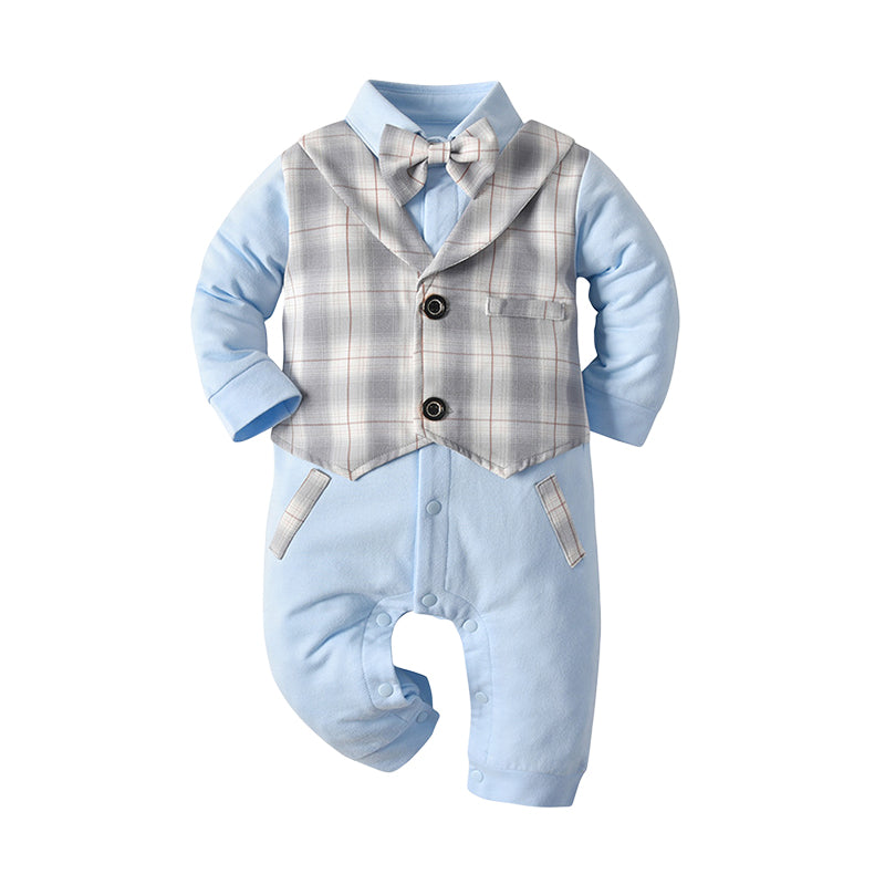 Baby Boys Checked Bow Jumpsuits Wholesale 22120699