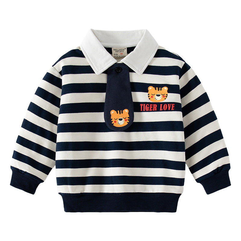 Baby Kid Boys Striped Letters Cartoon Print Polo Shirts Wholesale 221209263