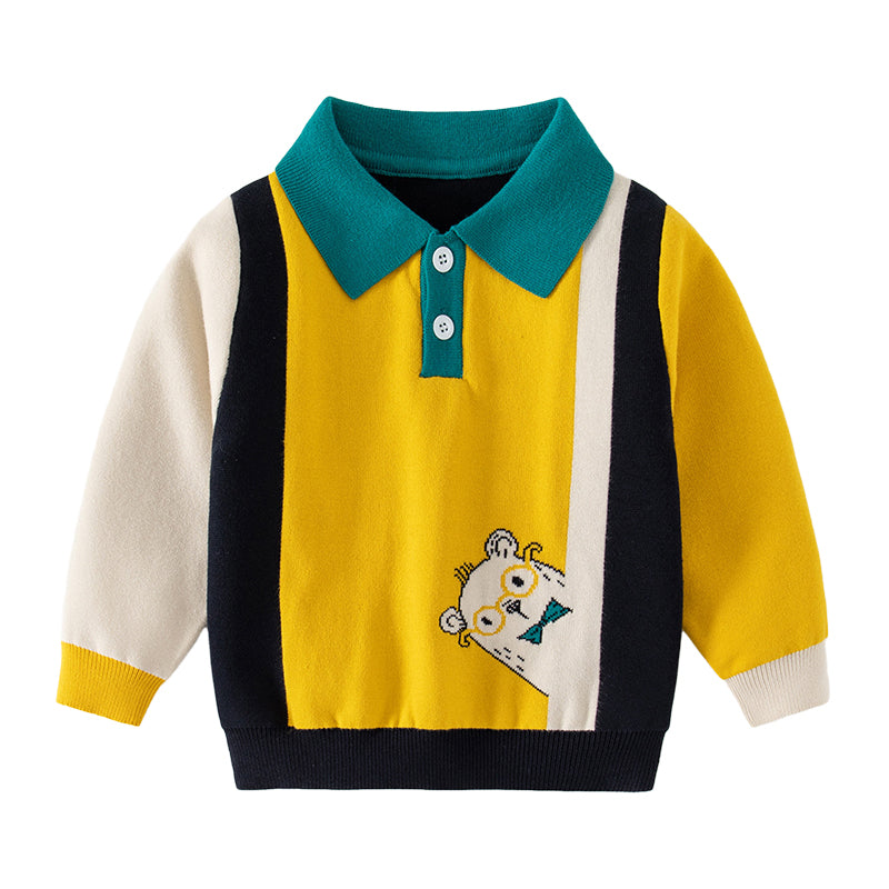 Baby Kid Boys Color-blocking Cartoon Sweaters Wholesale 221209277