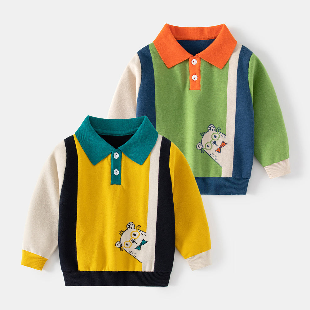 Baby Kid Boys Color-blocking Cartoon Sweaters Wholesale 221209277