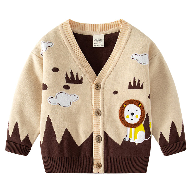 Baby Kid Unisex Color-blocking Cartoon Crochet Cardigan Wholesale 221209286