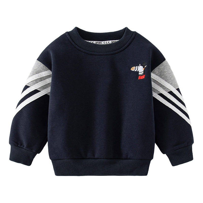 Baby Kid Boys Striped Color-blocking Cartoon Embroidered Hoodies Swearshirts Wholesale 221209329