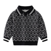 Load image into Gallery viewer, Baby Kid Boys Striped Cartoon Expression Print Sweaters Wholesale 221209330
