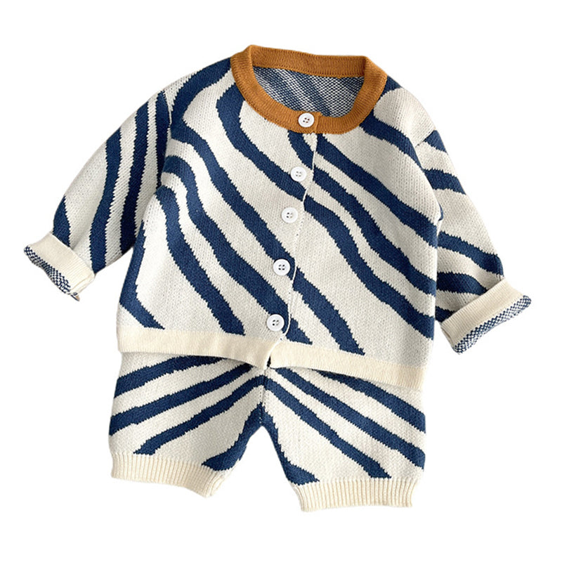 2 Pieces Set Baby Unisex Zebra Cardigan And Shorts Wholesale 221209367