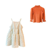Load image into Gallery viewer, 2 Pieces Set Baby Kid Girls Solid Color Muslin&amp;Ribbed Tops And Dresses Wholesale 22120952
