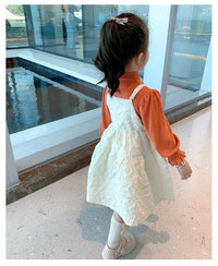 Load image into Gallery viewer, 2 Pieces Set Baby Kid Girls Solid Color Muslin&amp;Ribbed Tops And Dresses Wholesale 22120952
