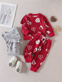 Load image into Gallery viewer, 2 Pieces Set Baby Kid Unisex Valentine&#39;s Day Letters Love heart Hoodies Swearshirts And Pants Wholesale 221209567
