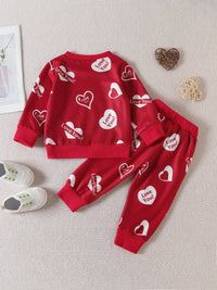 Load image into Gallery viewer, 2 Pieces Set Baby Kid Unisex Valentine&#39;s Day Letters Love heart Hoodies Swearshirts And Pants Wholesale 221209567
