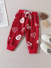 Load image into Gallery viewer, 2 Pieces Set Baby Kid Unisex Valentine&#39;s Day Letters Love heart Hoodies Swearshirts And Pants Wholesale 221209567
