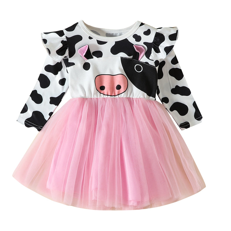 Baby Kid Girls Color-blocking Cartoon Dresses Wholesale 221209576