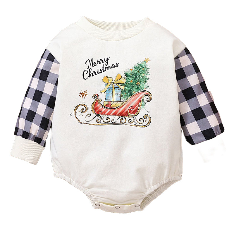 Baby Unisex Letters Checked Cartoon Print Rompers Wholesale 221209584