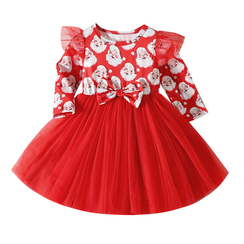 Baby Kid Girls Cartoon Bow Print Christmas Dresses Wholesale 221209592