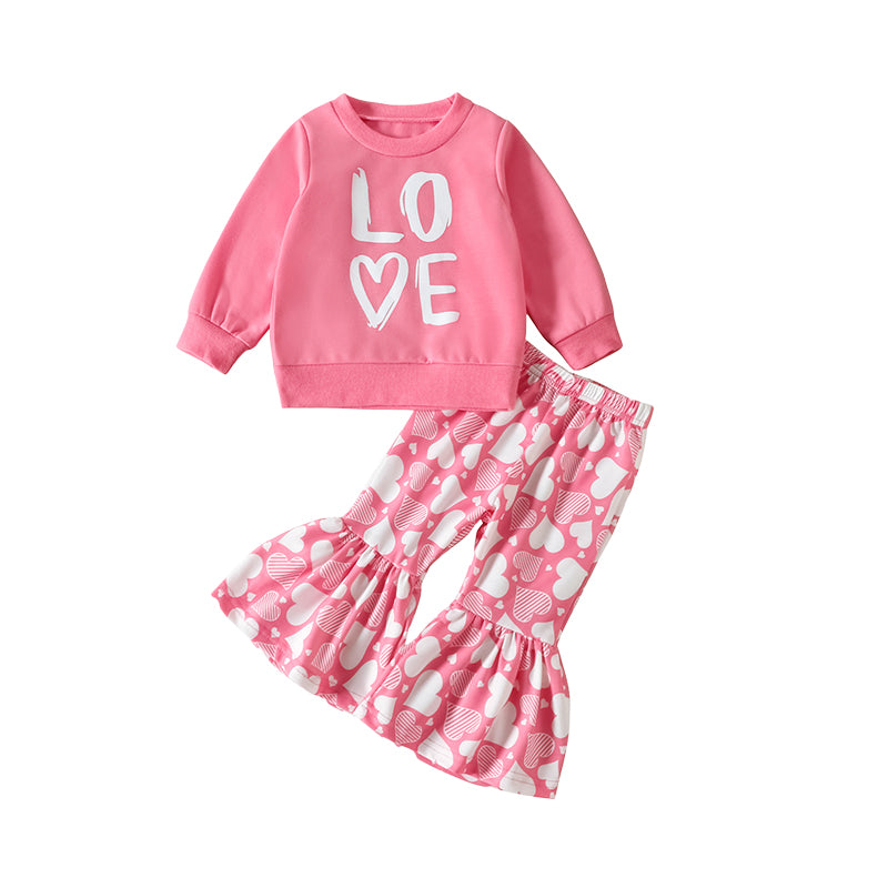 2 Pieces Set Baby Kid Girls Valentine's Day Letters Hoodies Swearshirts And Love heart Pants Wholesale 221209603