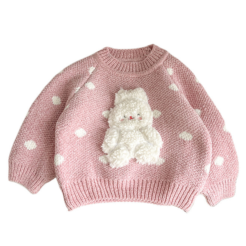 Baby Girls Polka dots Cartoon Print Sweaters Wholesale 221209628
