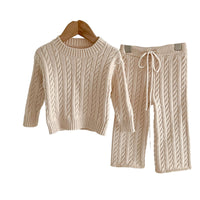 Load image into Gallery viewer, 2 Pieces Set Baby Kid Girls Solid Color Sweaters Knitwear And Pants Wholesale 221209633
