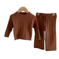 Load image into Gallery viewer, 2 Pieces Set Baby Kid Girls Solid Color Sweaters Knitwear And Pants Wholesale 221209633
