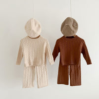 Load image into Gallery viewer, 2 Pieces Set Baby Kid Girls Solid Color Sweaters Knitwear And Pants Wholesale 221209633
