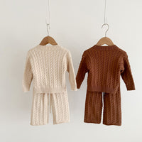 Load image into Gallery viewer, 2 Pieces Set Baby Kid Girls Solid Color Sweaters Knitwear And Pants Wholesale 221209633

