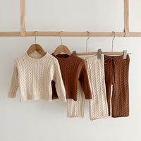 Load image into Gallery viewer, 2 Pieces Set Baby Kid Girls Solid Color Sweaters Knitwear And Pants Wholesale 221209633
