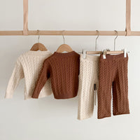Load image into Gallery viewer, 2 Pieces Set Baby Kid Girls Solid Color Sweaters Knitwear And Pants Wholesale 221209633
