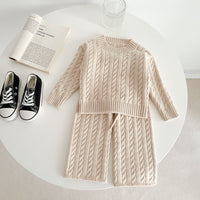 Load image into Gallery viewer, 2 Pieces Set Baby Kid Girls Solid Color Sweaters Knitwear And Pants Wholesale 221209633
