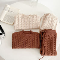 Load image into Gallery viewer, 2 Pieces Set Baby Kid Girls Solid Color Sweaters Knitwear And Pants Wholesale 221209633
