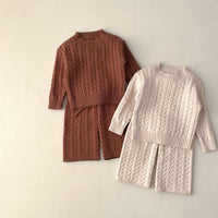 Load image into Gallery viewer, 2 Pieces Set Baby Kid Girls Solid Color Sweaters Knitwear And Pants Wholesale 221209633
