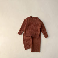 Load image into Gallery viewer, 2 Pieces Set Baby Kid Girls Solid Color Sweaters Knitwear And Pants Wholesale 221209633
