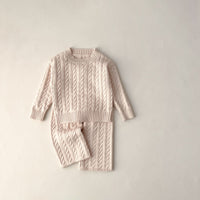 Load image into Gallery viewer, 2 Pieces Set Baby Kid Girls Solid Color Sweaters Knitwear And Pants Wholesale 221209633
