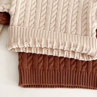 Load image into Gallery viewer, 2 Pieces Set Baby Kid Girls Solid Color Sweaters Knitwear And Pants Wholesale 221209633
