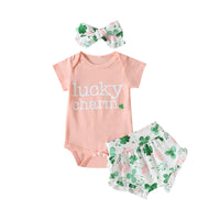 Load image into Gallery viewer, 2 Pieces Set Baby Girls Letters Print Rompers And Plant Shorts Wholesale 221209648
