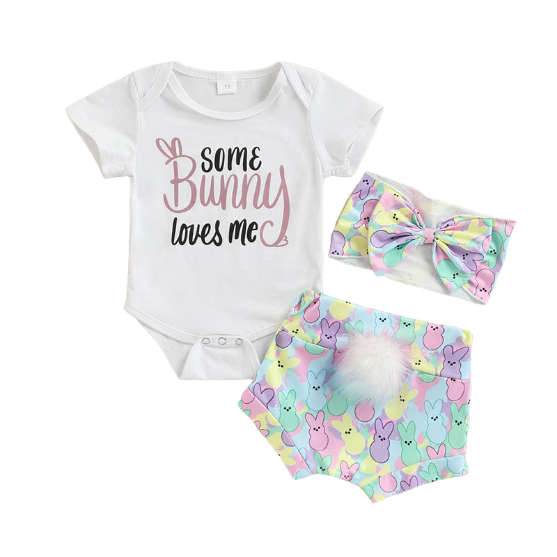 2 Pieces Set Baby Girls Letters Print Rompers And Cartoon Shorts Wholesale 221209649